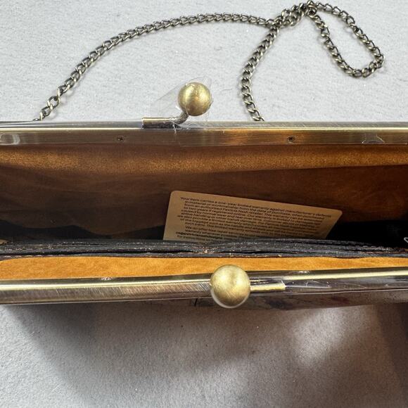 Patricia Nash Leather Kiss Lock Frame Brn Prairie Rose Floral Leather Crossbody - Picture 6 of 11